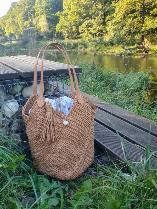 Elegancka Karmelowa Torba Shoperka: Idealny Dodatek na Jesień NA ZAMOWIENIE - obrazek 4
