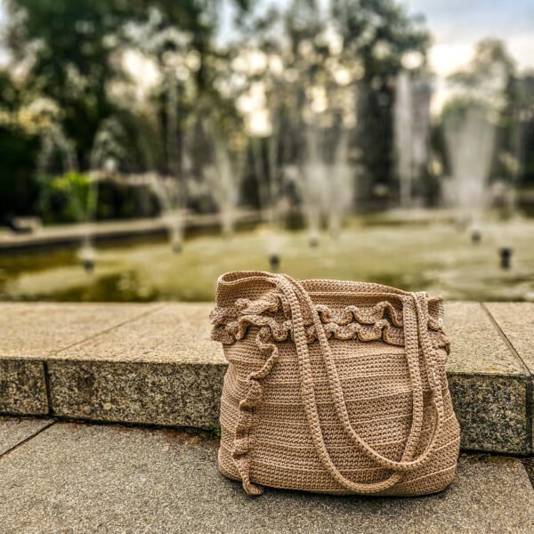 Beżowa Bawełniana Torebka Shopperka 'New Boho' z Falbankami "Romantica" NA ZAMÓWIENIE - obrazek 5