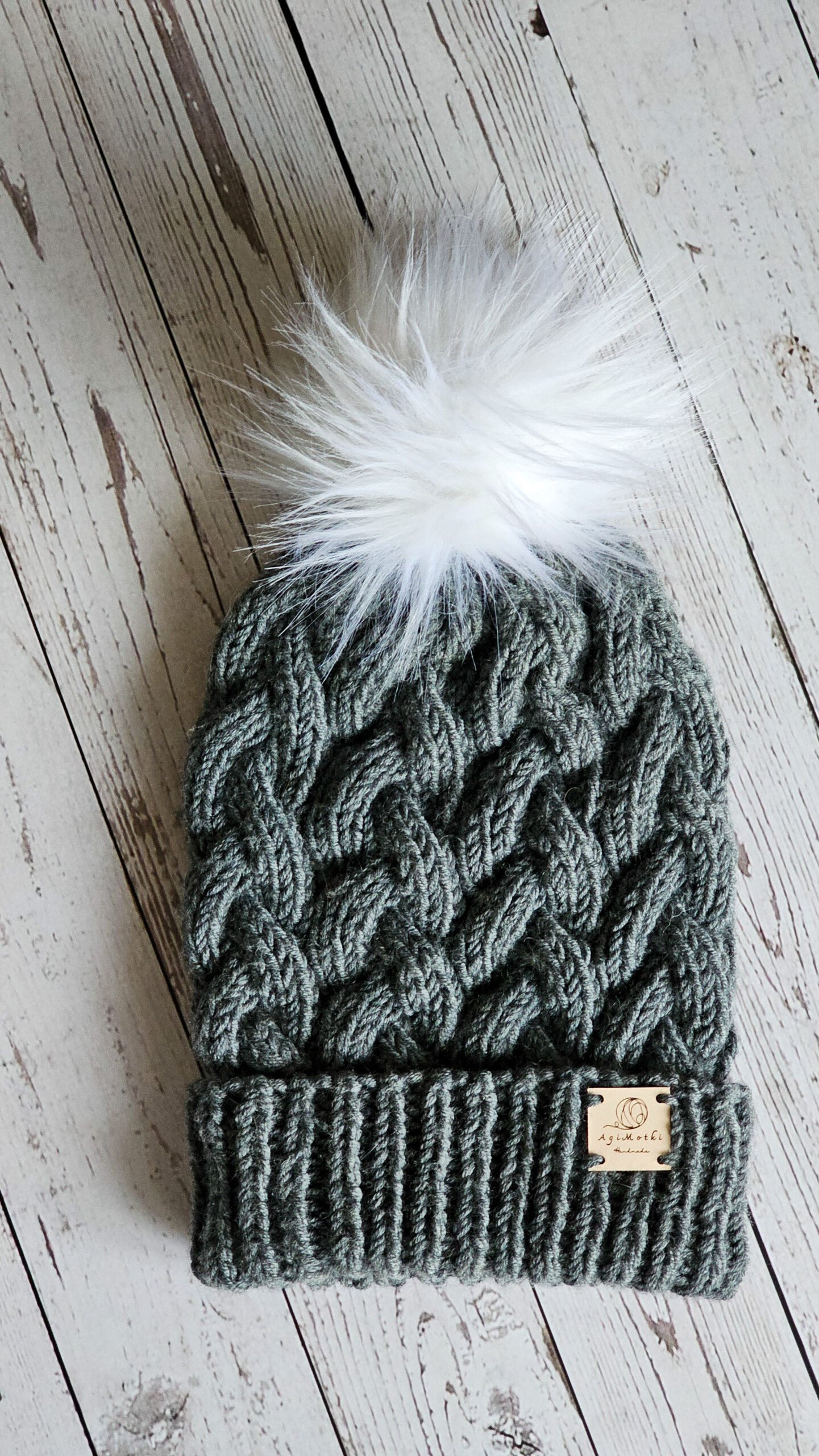 Czapka Zimowa w Warkocze z Wełny Merino NA ZAMÓWIENIE - obrazek 5