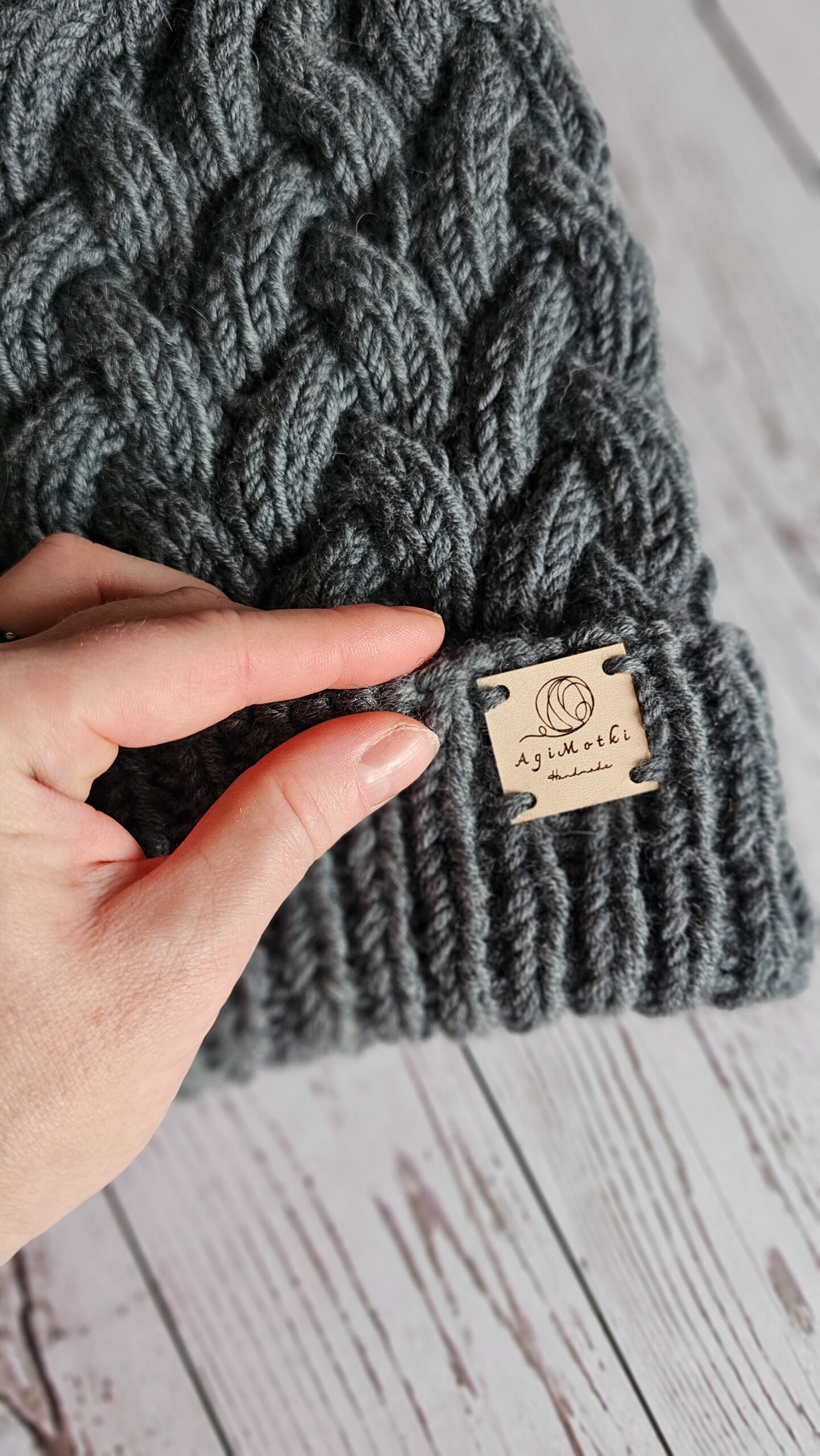 Czapka Zimowa w Warkocze z Wełny Merino NA ZAMÓWIENIE - obrazek 3