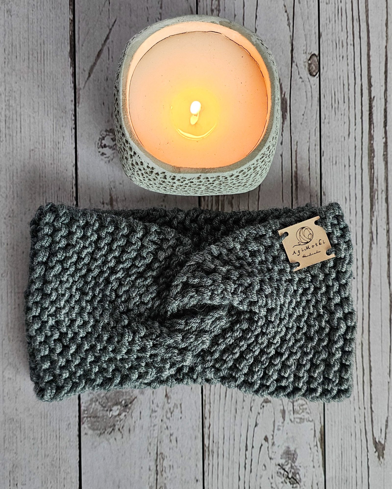 Opaska z Wełny Merino z Przepleceniem NA ZAMÓWIENIE - obrazek 4