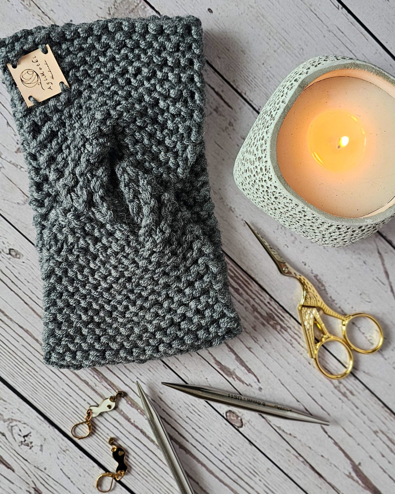 Opaska z Wełny Merino z Przepleceniem NA ZAMÓWIENIE - obrazek 3