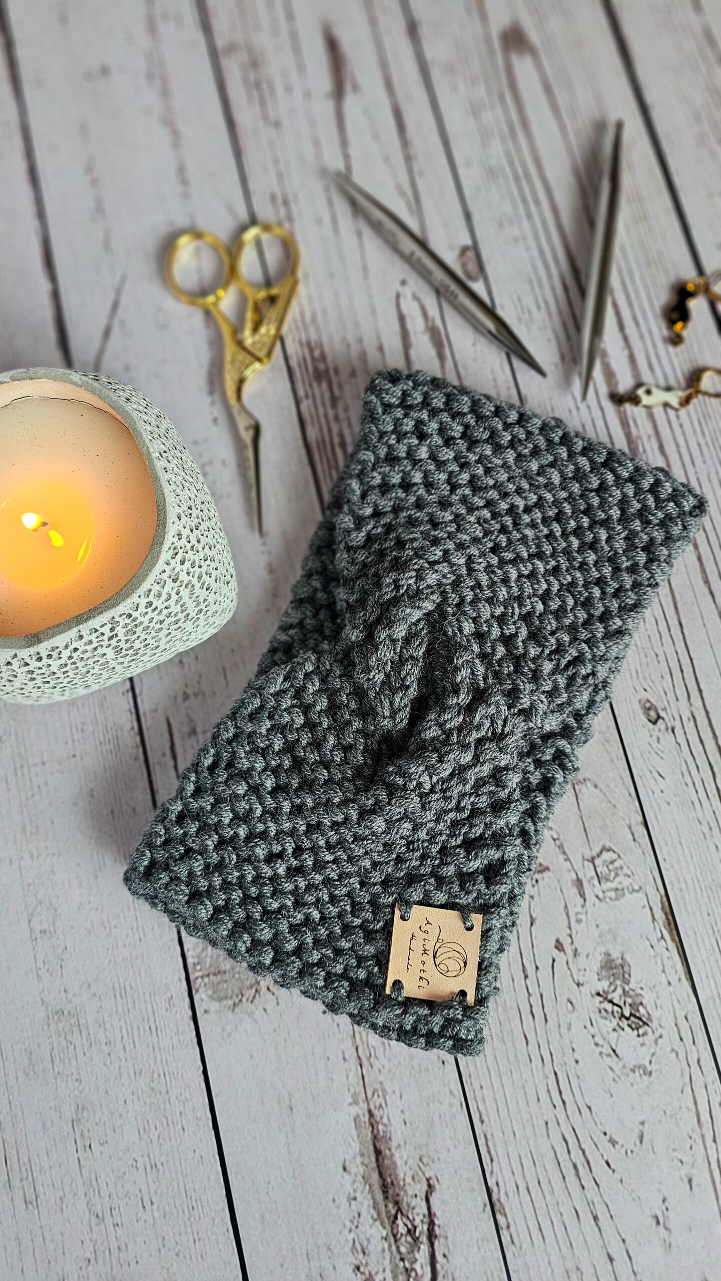 Opaska z Wełny Merino z Przepleceniem NA ZAMÓWIENIE - obrazek 5