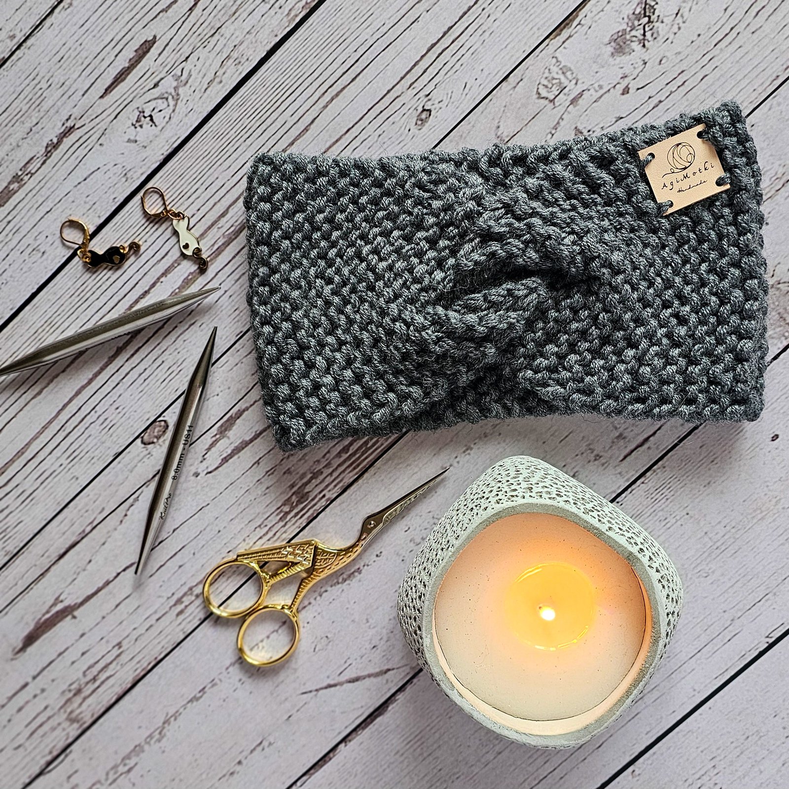 Opaska z Wełny Merino z Przepleceniem NA ZAMÓWIENIE - obrazek 2