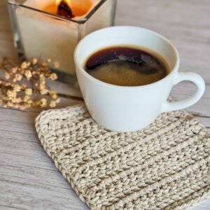 Kwadratowa Podkładka pod Kubek ze Sznurka Bawełnianego | wzór słupków 4 szt. NA ZAMÓWIENIE